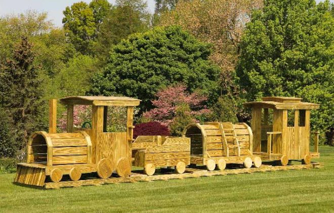 4 Piece Wooden Train Playground by Adirondack Storage Barns