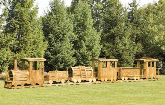 6 Piece Wooden Train Playground by Adirondack Storage Barns