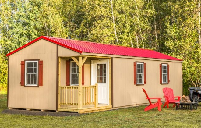 Buckskin colored walls on a Cozy Cottage built by Adirondack Storage Barns