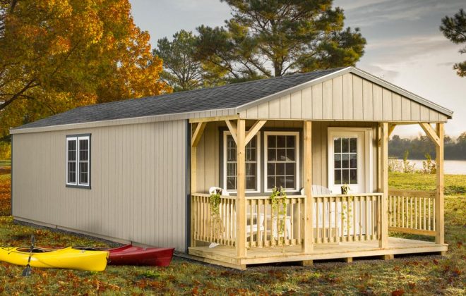 Clay colored ADK Cabin built by Adirondack Storage Barns