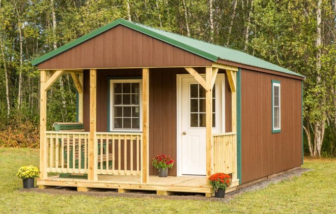 Dark Brown ADK Cabin built by Adirondack Storage Barns