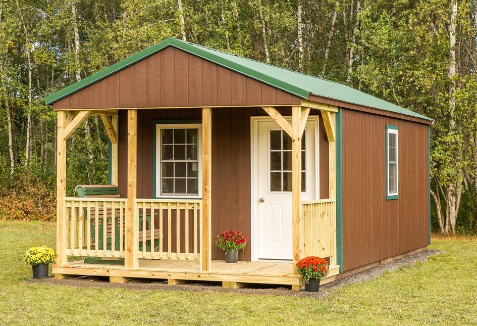 Dark Brown ADK Cabin built by Adirondack Storage Barns