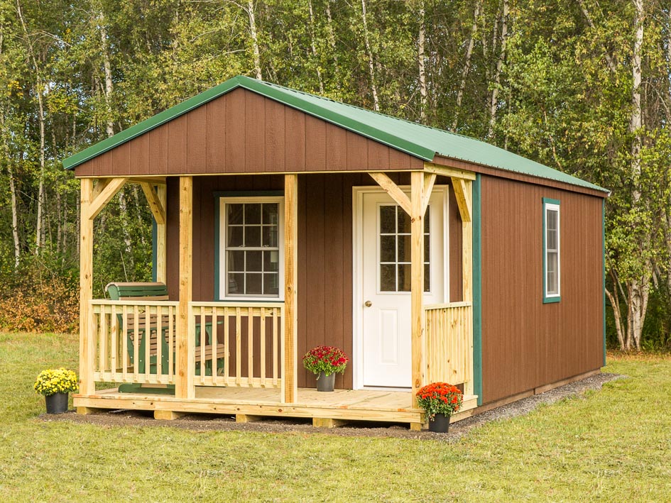 Dark Brown ADK Cabin built by Adirondack Storage Barns