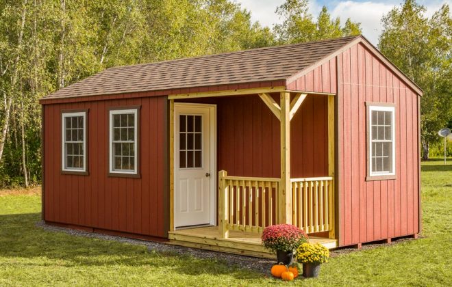 Red Cozy Cottage built by Adirondack Storage Barns