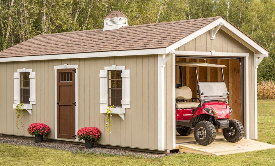 outdoor patio with storage shed