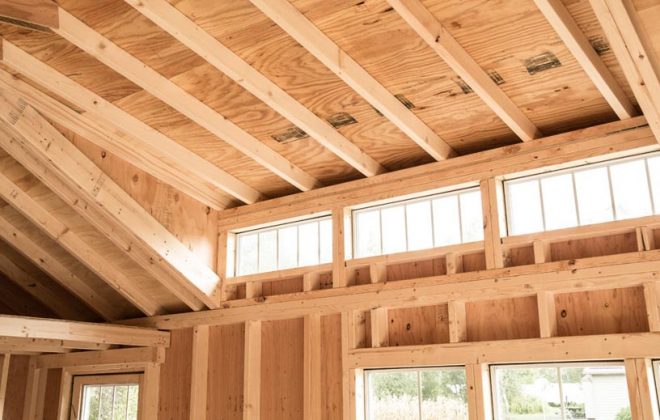 Inside view of the dormers in an Elite Dormer Shed built by Adirondack Storage Barns
