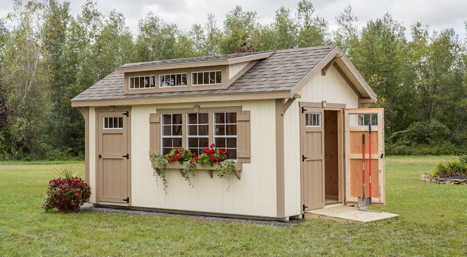 elite dormer shed - adirondack storage barns