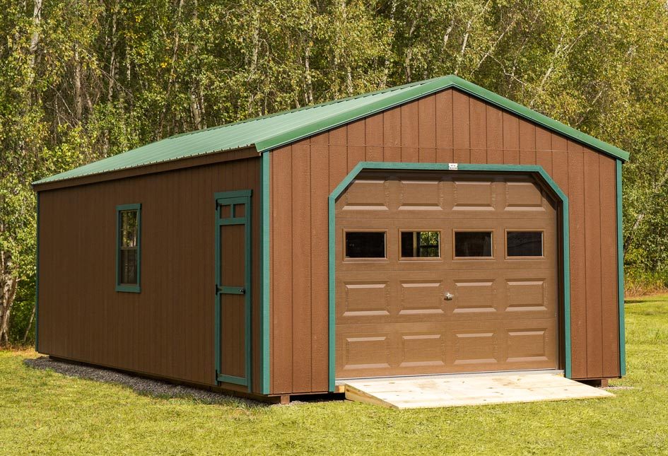 Dark Brown Cottage Carriage Shed built by Adirondack Storage Barns