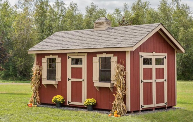 Red Elite Utility Shed built by Adirondack Storage Barns