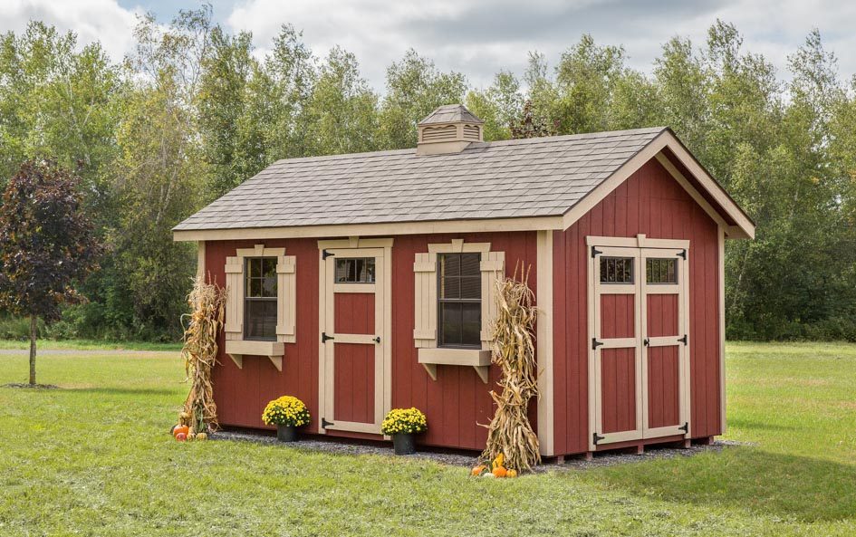 Red Elite Utility Shed built by Adirondack Storage Barns