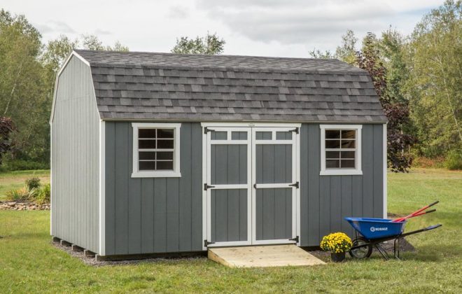 Dark gray High Barn built by Adirondack Storage Barns