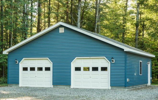 Riehl Blue 5/12 Standard Garage built by Adirondack Storage Barns