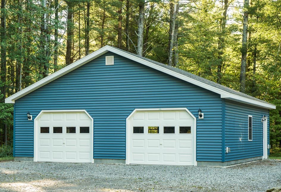 Riehl Blue 5/12 Standard Garage built by Adirondack Storage Barns