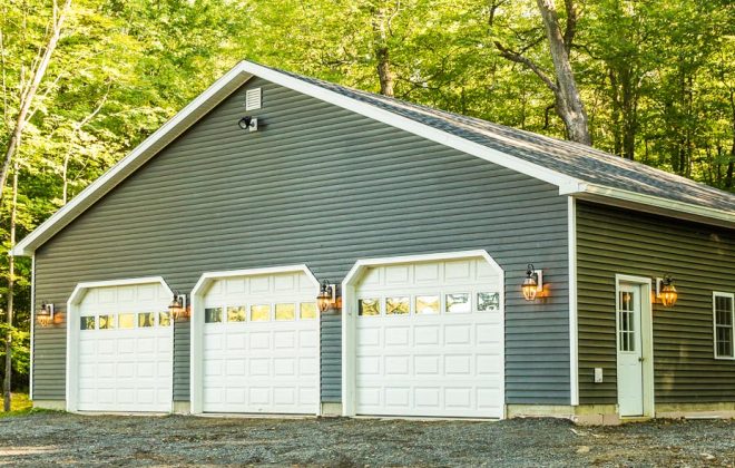 Dark Gray 5/12 Standard Garage built by Adirondack Storage Barns