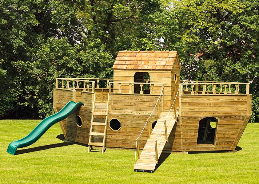 Medium wooden Ark Playground built by Adirondack Storage Barns