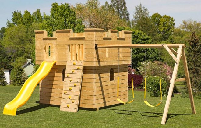 wooden play castle outdoor