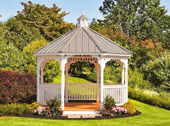 Octagon vinyl gazebo built by Adirondack Storage Barns