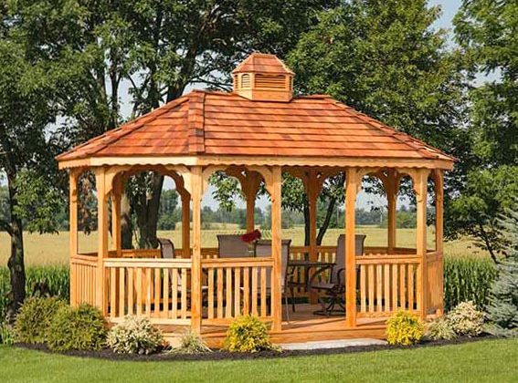 Oval Wooden Gazebo built by Adirondack Storage Barns