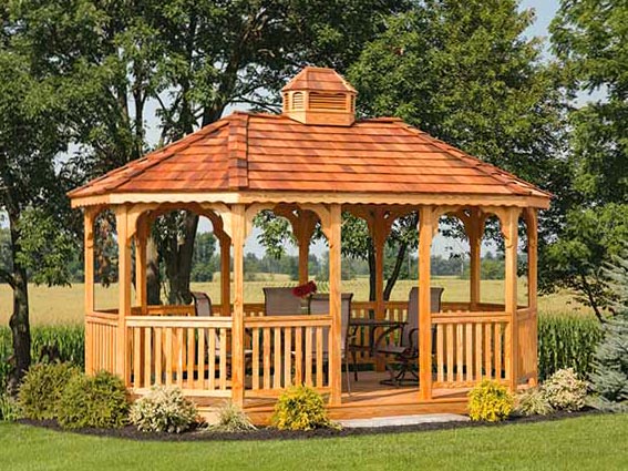 Oval Wooden Gazebo built by Adirondack Storage Barns