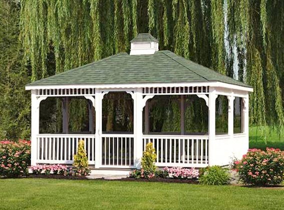 Rectangle vinyl gazebo built by Adirondack Storage Barns