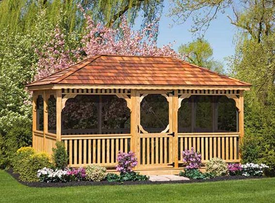 Rectangle Wooden Gazebo built by Adirondack Storage Barns