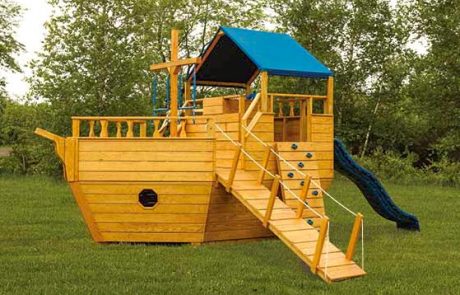 Small wooden Boat Playground built by Adirondack Storage Barns