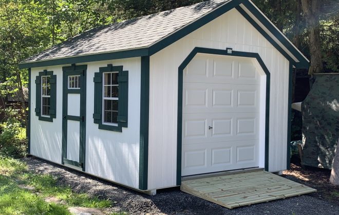 Elite Utility Shed w/Overhead Door built by Adirondack Storage Barns