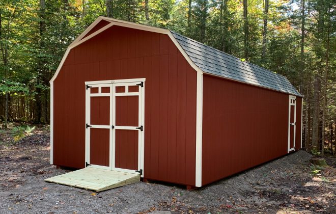 High Barn Storage Shed w/Extra Single Door built by Adirondack Storage Barns