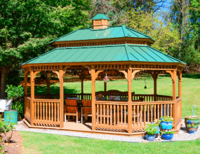 14-20-Oval--New-England-Style-Gazebo--Pagoda-Roof--Cupola--Standing-Seam-Metal-Roof