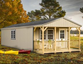 Clay colored ADK Cabin built by Adirondack Storage Barns