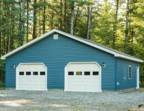 Riehl Blue 5/12 Standard Garage built by Adirondack Storage Barns