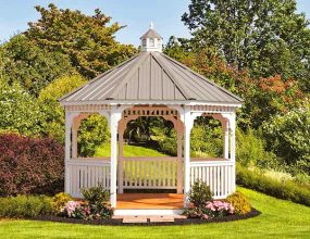 Octagon vinyl gazebo built by Adirondack Storage Barns